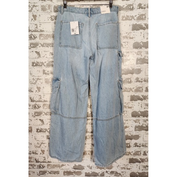 Forever 21 Premium Womens Cargo Jeans Size 27‎ Relaxed Fit Straight Leg Pockets - Picture 6 of 16
